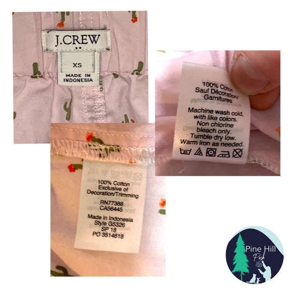 SOLD J Crew Womens Pajama Sleep Shorts XS 100% Cotton Lounge Flowering Cactus - Picture 3 of 5